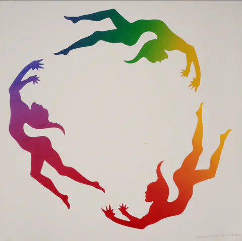 Obra Acrobats de Alex Vallauri, Silk Screen sobre papel 300g, 1982