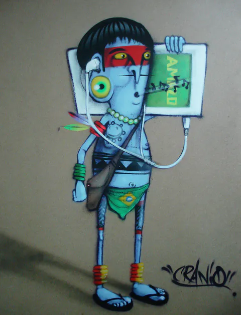 Obra iPod de Cranio, Spray sobre MDF 6mm, 2010