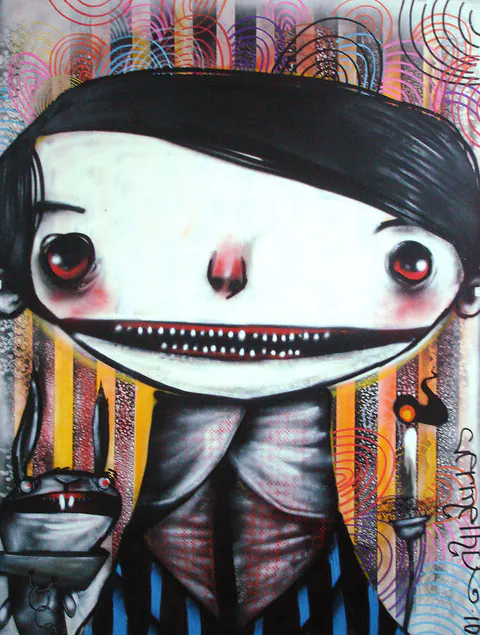 Obra Sem Titulo de Vermelho Steam, Spray sobre Madeira (mdf 6mm), 2010