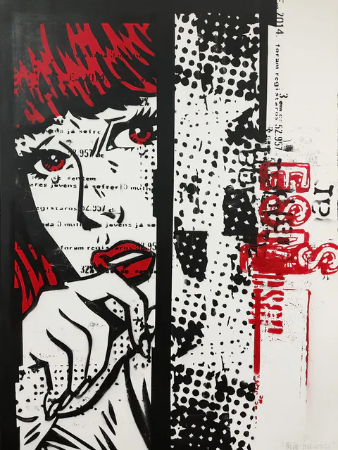 Obra Sem Título de Daniel Melim, Spray (stencil) sobre tela, 2017