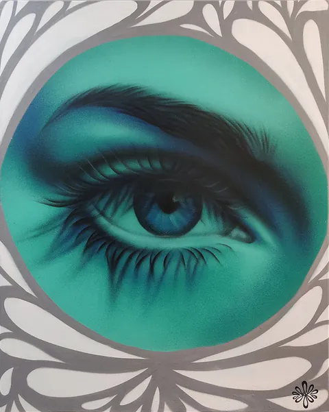 Obra Olhar de Clara Leff, Spray sobre tela, 2019