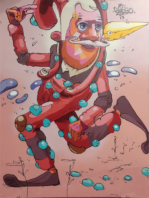 Obra Sem título de Grego, Spray sobre tela, 2018