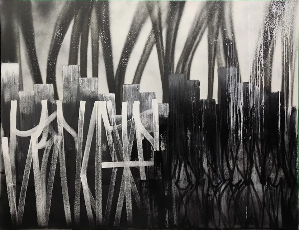 Obra Sem Título de Caligrapixo, Spray sobre tela, 2017