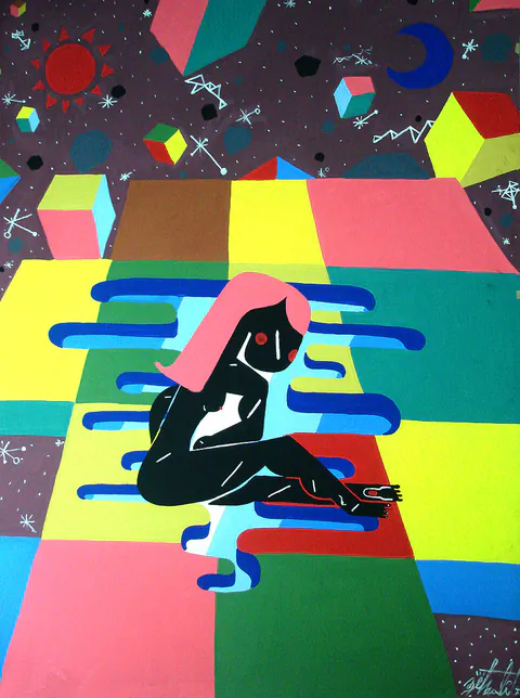Obra Barbarella de Zéh Palito, Técnica mista sobre MDF 6mm, 2011