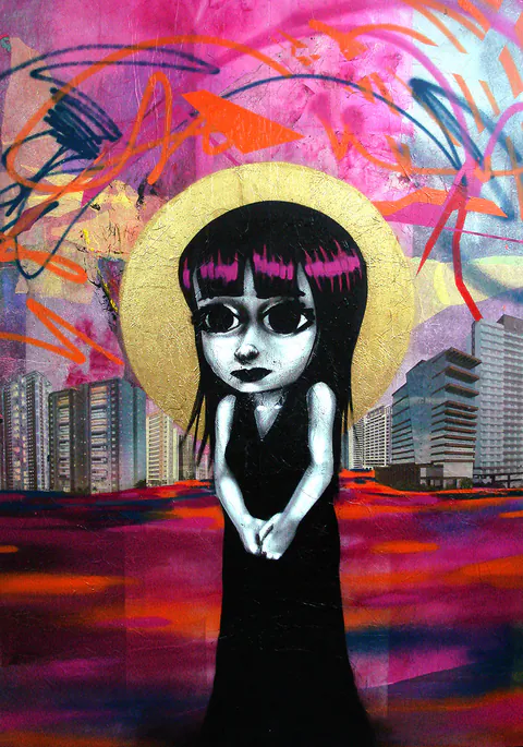 Obra Sem Título de Tinho, Técnica mista sobre madeira, 2011