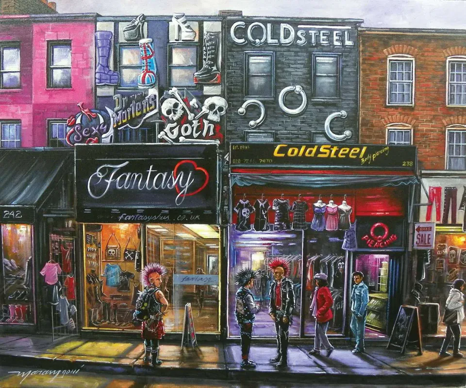 Obra London-Punks en Canden Town de Maramgoní, Acrílica sobre tela