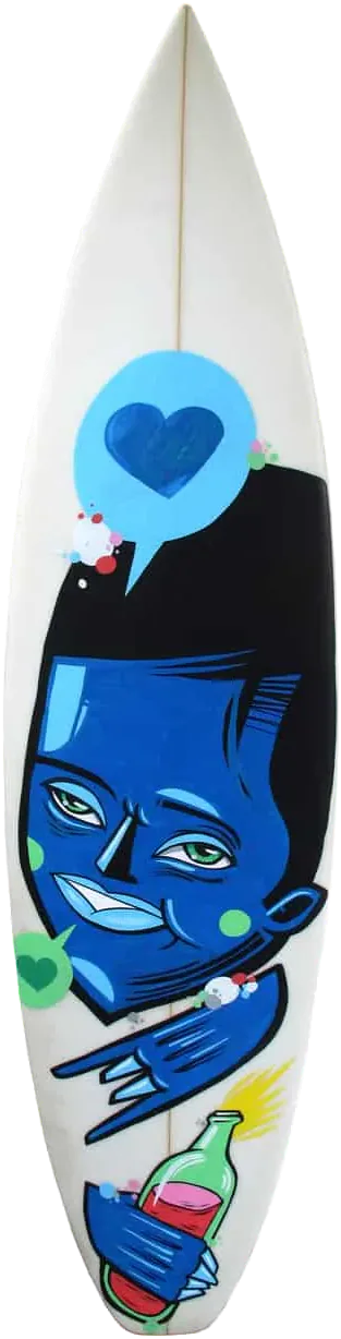 Obra Sem Título de Ronah Carraro, Técnica mista sobre prancha de surf, 2010