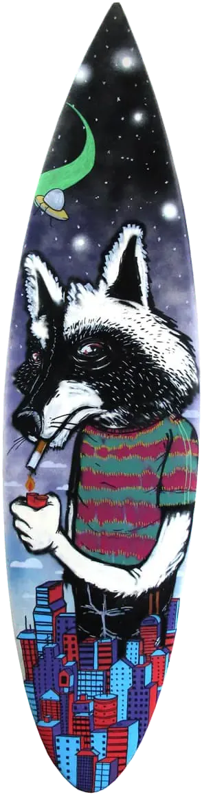 Obra Sem Título de Thiago Goms, Técnica mista sobre prancha de surf, 2010